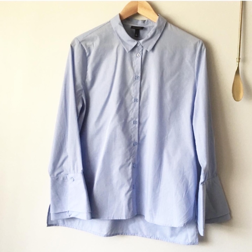 Blue button up blouse